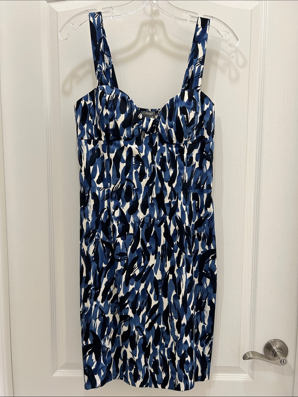Muse Blue and White Printed Midi Dress